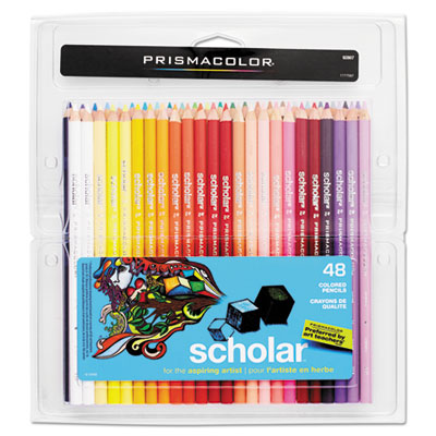 Scholar Colored Pencil Set, 3 mm, HB (#2), Assorted Lead and Barrel Colors, 48/Pack