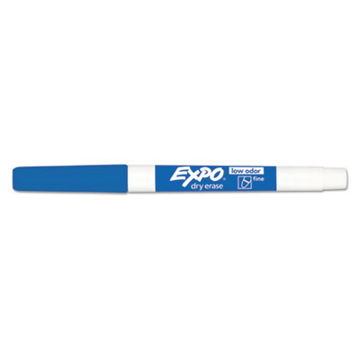 Low-Odor Dry-Erase Marker, Fine Bullet Tip, Blue, Dozen