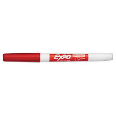 Low-Odor Dry-Erase Marker, Fine Bullet Tip, Red, Dozen