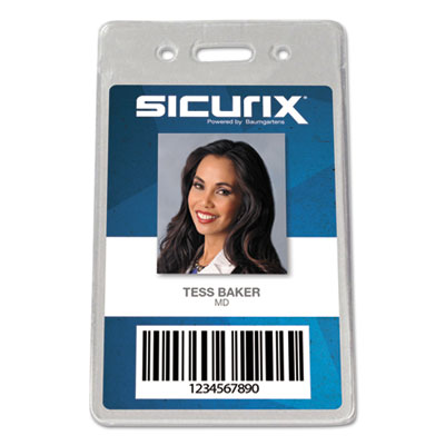 Sicurix Proximity Badge Holder, Vertical, 2 1/2w x 4 1/2h, Clear, 50/Pack