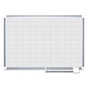 Gridded Magnetic Steel Dry Erase Project Planning Board, 2" x 3" Cells, 48" x 36", White Surface, Satin Aluminum Frame