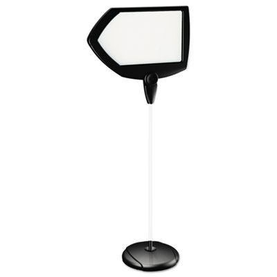 Magnetic Dry Erase Floor Stand Signs, Arrow, Adjusts Up to 63" Tall, Black/Silver Stand, White 25" x 17" Face