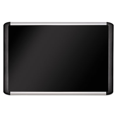 Soft-touch Bulletin Board, 48" x 36", Black Surface, Black/Satin Aluminum Frame