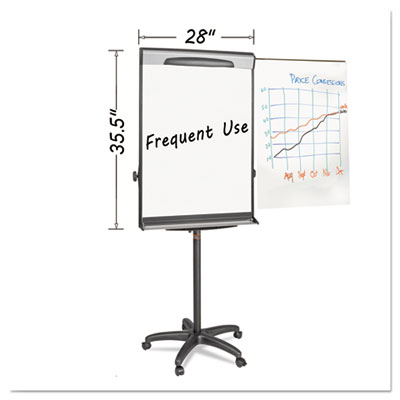 Tripod Extension Bar Magnetic Gold Ultra Dry Erase Easel, 30" x 36", White Surface, Black/Satin Aluminum Frame