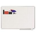 Gridded Magnetic Steel Dry Erase Project Planning Board, 1" x 2" Cells, 48" x 36", White Surface, Satin Aluminum Frame