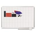 Gridded Magnetic Steel Dry Erase Planning Board with Accessories, 1 x 2 Grid, 36 x 24, White Surface, Silver Aluminum Frame
