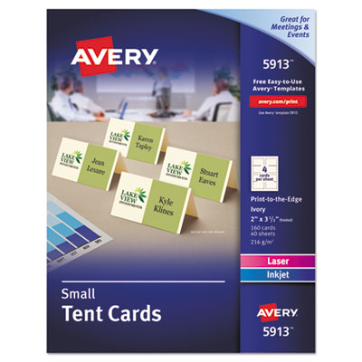 Small Tent Card, Ivory, 3.5 x 2, 4 Cards/Sheet, 40 Sheets/Pack