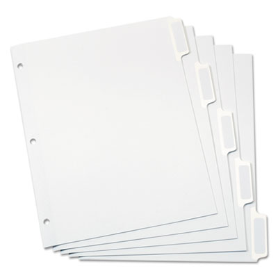 Custom Label Tab Dividers with Self-Adhesive Tab Labels, 5-Tab, 11 x 8.5, White, 5 Sets