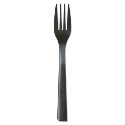 100% Recycled Content Cutlery, Fork, 6", Black, 50/Pack, 20 Pack/Carton