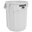 Vented Round Brute Container, 20 gal, Plastic, White