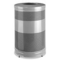 Classics Open Top Waste Receptacle, 51 gal, Steel, Stardust Silver Metallic w/Black Lid