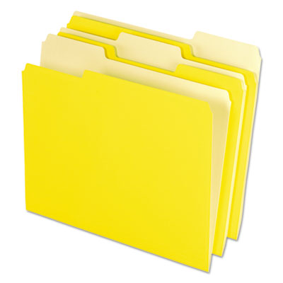 Interior File Folders, 1/3-Cut Tabs: Assorted, Letter Size, Yellow, 100/Box