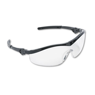 Storm Wraparound Safety Glasses, Black Nylon Frame, Clear Lens, 12/Box