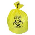 Healthcare Biohazard Printed Can Liners, Biohazard Infectious Waste, 30 gal, 1.3 mil, 30" x 43", Yellow, Flat Pack, 200/CT