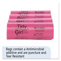 Feminine Hygiene Sanitary Disposal Bags, 4" x 4" x 10", Pink/Black, 150 Bags/Roll, 4 Rolls/Carton