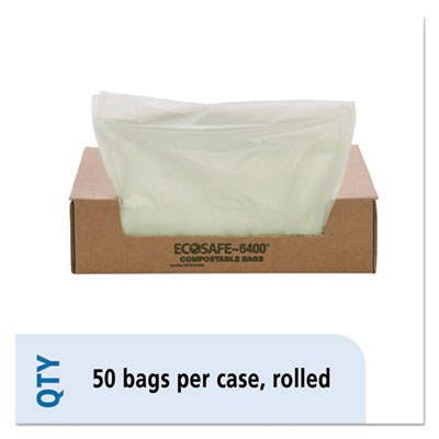 EcoSafe-6400 Bags, 32 gal, 0.85 mil, 33" x 48", Green, 50/Box