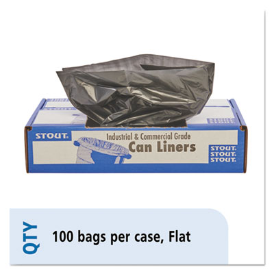 Total Recycled Content Plastic Trash Bags, 56 gal, 1.5 mil, 43" x 49", Black/Brown, 100/Carton