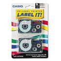 Tape Cassettes for KL Label Makers, 0.37" x 26 ft, Black on White, 2/Pack