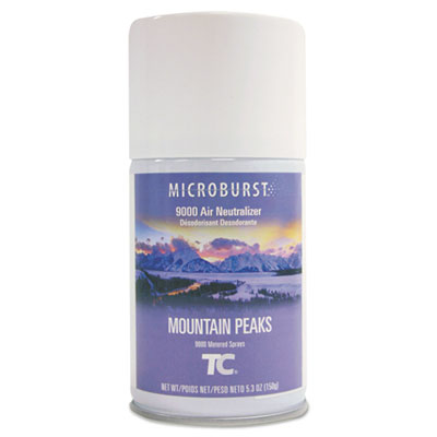 TC Microburst 9000 Air Freshener Refill, Mountain Peaks, 5.3 oz Aerosol Spray, 4/Carton