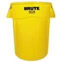 Vented Round Brute Container, 44 gal, Plastic, Yellow