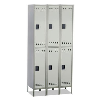 Double-Tier, Three-Column Locker, 36w x 18d x 78h, Two-Tone Gray