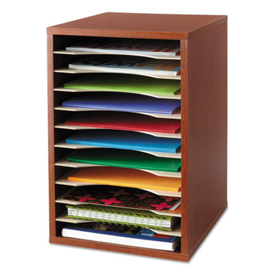 Wood Desktop Literature Sorter, 11 Compartments, 10.63 x 11.88 x 16, Cherry