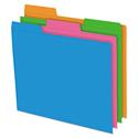 Glow Poly File Folders, 1/3-Cut Tabs, Letter Size, Assorted, 12/Pack