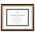 Document/Certificate Frame with Mat, Frame Size: 15.4 x 12.4 x 0.9, Insert Sizes: 8.5 x 11 - 11 x 14, Plastic, Mahogany/Gold