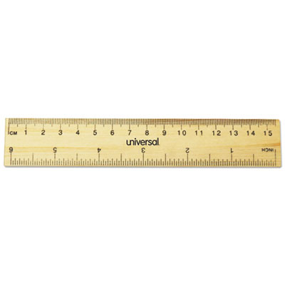 Flat Wood Ruler, Standard/Metric, 6" Long