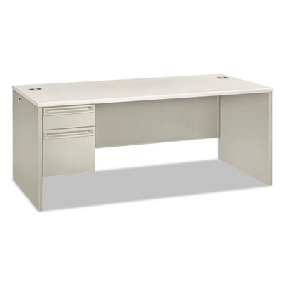 38000 Series Left Pedestal Desk, 72" x 36" x 30", Light Gray/Silver