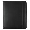 Leather Textured Zippered PadFolio with Tablet Pocket, 10 3/4 x 13 1/8, Black