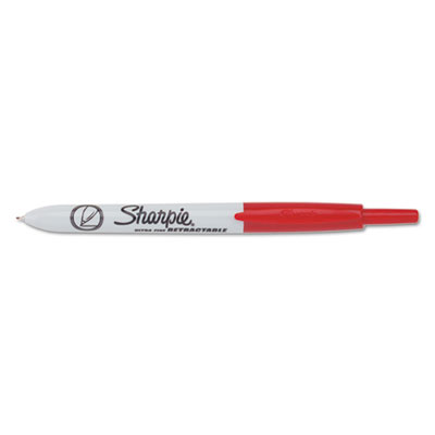 Retractable Permanent Marker, Extra-Fine Needle Tip, Red