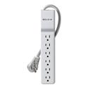 Home/office Surge Protector W/rotating Plug, 6 Outlets, 6 Ft Cord, 720j, White