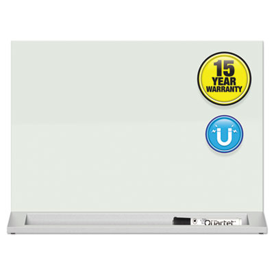 Desktop Magnetic Glass Dry-Erase Panel, 23" x 17", White Surface