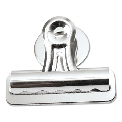 Bulldog Magnetic Clips, Medium, Nickel, 12/Pack