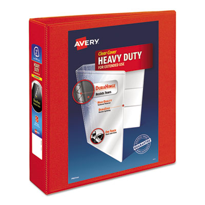 Heavy-Duty View Binder with DuraHinge and One Touch EZD Rings, 3 Rings, 2" Capacity, 11 x 8.5, Red