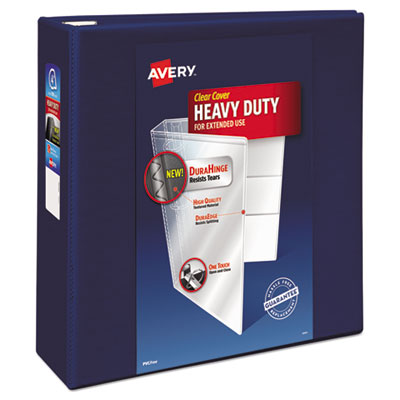 Heavy-Duty View Binder with DuraHinge and Locking One Touch EZD Rings, 3 Rings, 4" Capacity, 11 x 8.5, Navy Blue