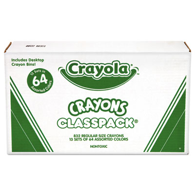 Classpack Regular Crayons, Assorted, 13 Caddies, 832/Box