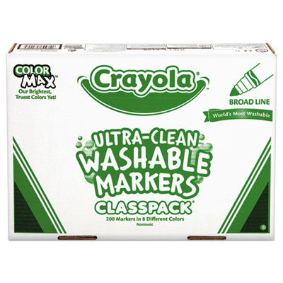 Ultra-Clean Washable Marker Classpack, Broad Bullet Tip, 8 Assorted Colors, 200/Box