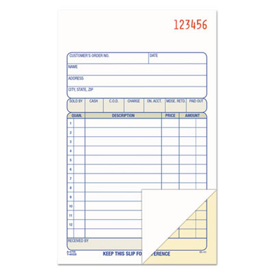 2-Part Sales Book, 12 Lines, Two-Part Carbon, 6.69 x 4.19, 50 Forms Total