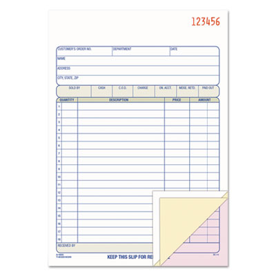 2-Part Sales Book, 18 Lines, Two-Part Carbon, 7.94 x 5.56, 50 Forms Total