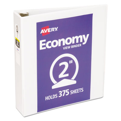 Economy View Binder with Round Rings , 3 Rings, 2" Capacity, 11 x 8.5, White, (5731)