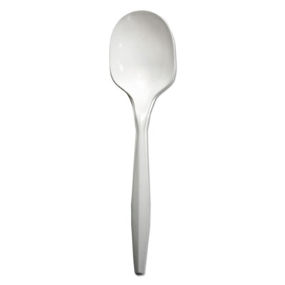 Mediumweight Polypropylene Cutlery, Soup Spoon, White, 1,000/Carton