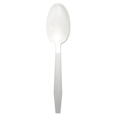 Heavyweight Polypropylene Cutlery, Spoon, Plastic, White, 1,000/Carton