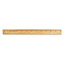 Beveled Wood Ruler w/Single Metal Edge, 3-Hole Punched, Standard/Metric, 12" Long, Natural, 36/Box