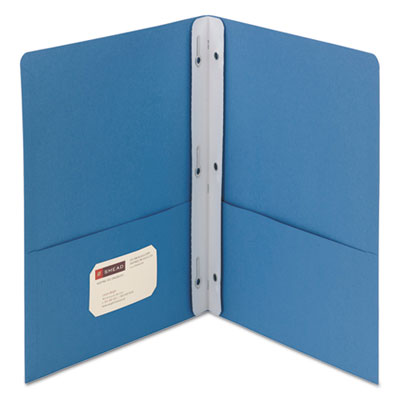 2-Pocket Folder with Tang Fastener, 0.5" Capacity, 11 x 8.5, Blue, 25/Box