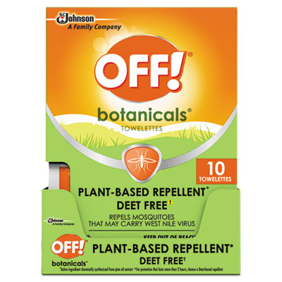 Botanicals Insect Repellant, Box, 10 Wipes/Pack, 8 Packs/Carton