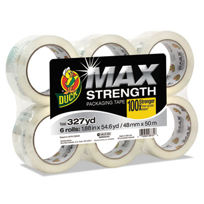 MAX Packaging Tape, 3" Core, 1.88" x 54.6 yds, Crystal Clear, 6/Pack