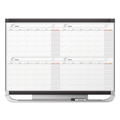 Prestige 2 Magnetic Total Erase Four-Month Calendar, 36" x 24", White Surface, Graphite Gray Fiberboard/Plastic Frame