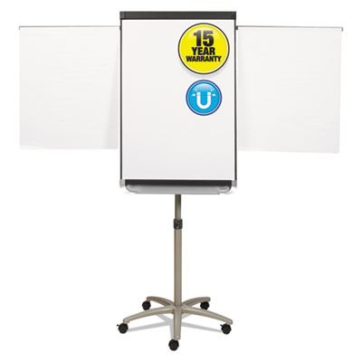 Prestige 2 Mobile Presentation Easel with Extendable Easel Pad Arms, 36" x 24", White Surface, Black/Gray Metal/Plastic Frame